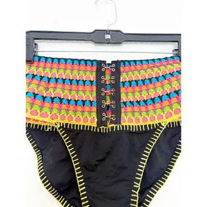 Beach Bunny Kira High Waist Bikini Bottom Multicolor Crochet Festival Boho Large thumbnail 7