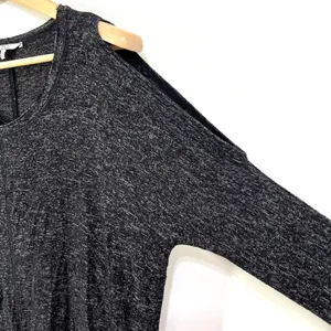 Buckle lounge Cold Shoulder Top Womens MD Shirts Blouses Heather Black Jersey Knit thumbnail 3