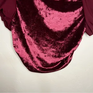 Intimately Free People Midnight Mood Velvet Burgundy Ruched Puff Sleeve Crop Top thumbnail 6