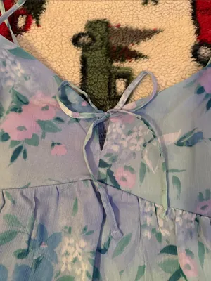 Hollister Light Blue Floral Spaghetti Strap Tiered Dress thumbnail 2