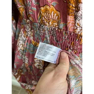 Knox Rose Boho Floral Smocked Maxi Dress‎ Pink Long Sleeve Peasant Size M thumbnail 8