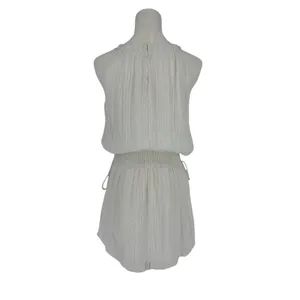 Ramy Brook NWT Lydia White Gold Lurex Smocked Mini‎ Dress XS thumbnail 8