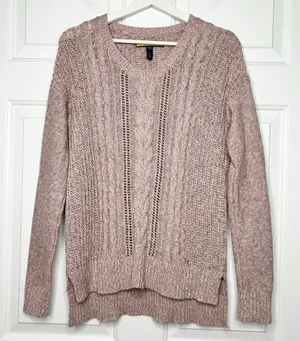 Prince & Fox Cable Knit‎ Lavender Sweater Size L thumbnail 1