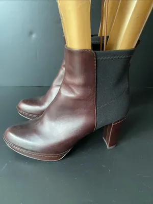 Stuart Weitzman Leather Platform Ankle Heeled Boots Booties Brown Black 6.5 thumbnail 3