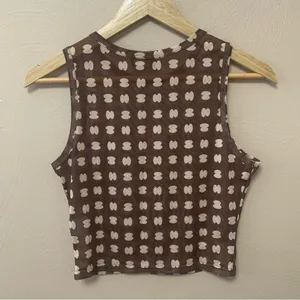 White Fox Boutique Brown and Cream Patterned Cropped Tank thumbnail 5