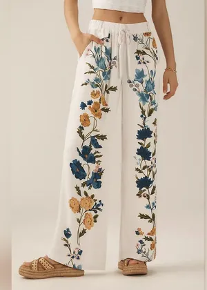 NWT By Anthropologie Printed Pull-On Pants Color: Neutral Pattern Size Small thumbnail 3