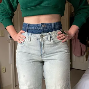 Target High Rise Blue and White Jeans thumbnail 2