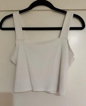American Eagle White Ribbed Tank thumbnail 1
