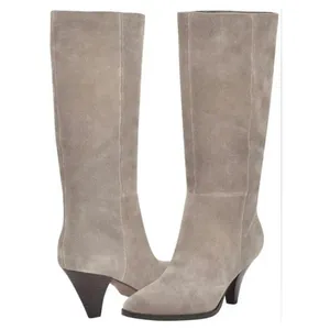 Nine West Ceynote Grey Suede Knee High Cone Heel‎ Pointed Toe Boots Womens 8M thumbnail 2