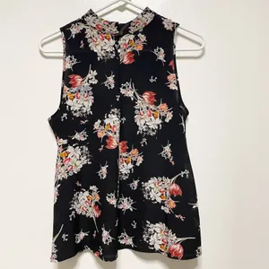 Maeve 100% Silk Sleeveless Sheer Black Floral Blouse thumbnail 7