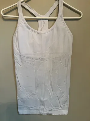 LuLu Lemon Ebb and Flow White Ribbed Yoga Top thumbnail 3