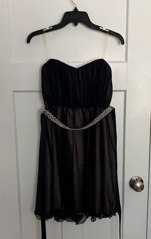 Navy Blue Strapless Homecoming Dress thumbnail 1