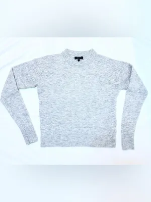 Quince Baby Alpaca Wool Diamond Stitch Crew Sweater – Light Grey – M thumbnail 3