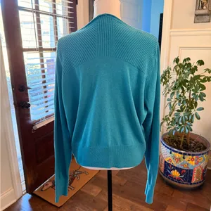 CAbi EUC #3169 Darby Cardigan Women's Vibrant Button-Up Ribbed Blue Cardigan thumbnail 3