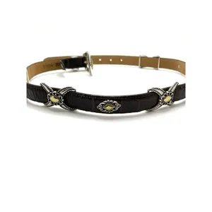 Brighton Belt #40388 Brown Leather Silver Gold Buckle Croc Embossed Size 30 Med thumbnail 4