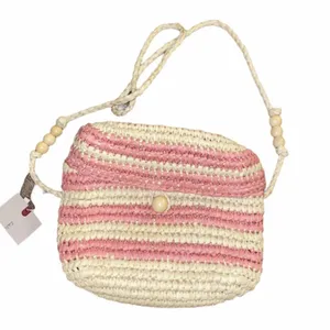 NWT ZARA Jute Striped Beaded Crossbody Bag thumbnail 3