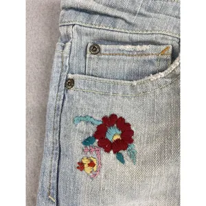 Aeropostale Jeans Womens 32x32 Blue Flower Embroidery Flare Tag 7/8 Indie Boho thumbnail 4