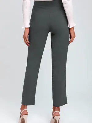 LULUS Women’s Aisha Charcoal Grey Trouser High Waist Dress Pants Trousers Size S thumbnail 2