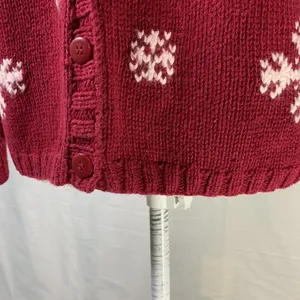 Eddie Bauer Vintage Nordic Red and White Snowflake Cardigan Sweater Size… thumbnail 5