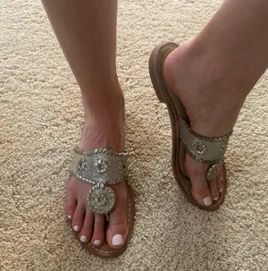 Jack Rogers Jacks Flat Sandal in Shiny Silver & Gold thumbnail 1
