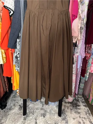 Moon River Two Tone Drop Waist Peekaboo Midi Dress Brown White Women’s Large thumbnail 8