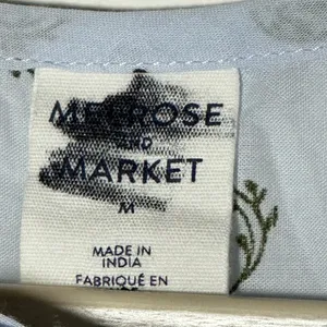 Melrose and Market Womens Light Blue Floral Tie‎ Neck Short Sleeve Top Medium thumbnail 4