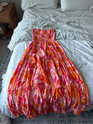 Strapless Maxi Dress Size Large Orange thumbnail 6