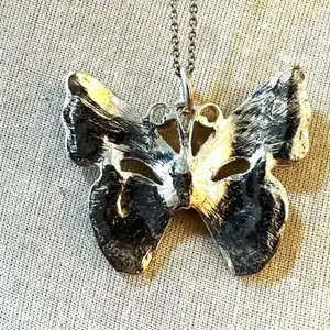 Silver tone Butterfly pendant necklace thumbnail 6