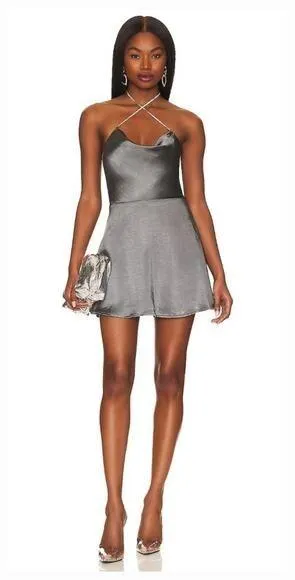 MORE TO COME Talia Diamond Dress in Grey Medium thumbnail 1