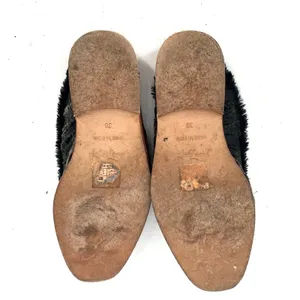 Free People Butterfly Effect Faux Fur Crushed Velvet Mules Green Sz EU 38 US 7.5 thumbnail 5