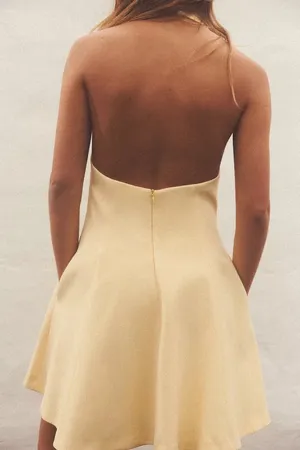 Zara mini halter dress butter yellow evening party wedding dress thumbnail 9