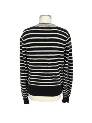 Bagatelle Striped Cardigan Sweater Preppy French Girl Black Ivory Size Large thumbnail 7