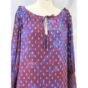Cleobella Addison Purple Floral Metallic Tiered Midi‎ Dress Womens M AS IS thumbnail 2