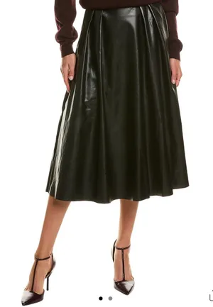 NWT Abbey faux leather black midi skirt, size S. thumbnail 1