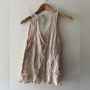 American Eagle‎ Pink Cream Floral Lace Babydoll Top thumbnail 3