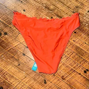 Cupshe orange M colorful ruffle crossover swim bottoms thumbnail 3