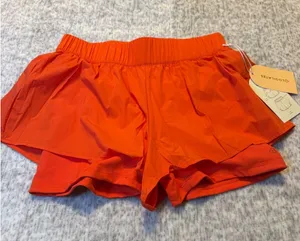 Logilates Women Orange Athletic ruffle Running Tennis‎ Shorts Size S NWT thumbnail 1