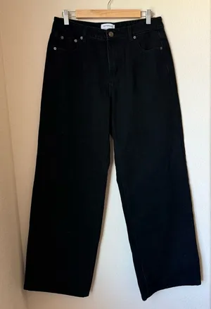 Peppermayo Black Wide Leg Jeans US 6 High Rise Denim 100% Cotton thumbnail 1