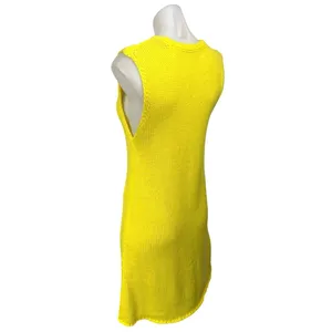Zara Women's Yellow Sleeveless Knit Crew Neck Tank Sweater Mini Dress Size M thumbnail 6