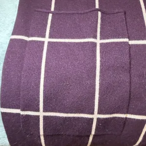 Nine West Womens Size Medium Burgundy Windowpane Plaid Long Cardigan Sweater thumbnail 11