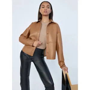 Aritzia Jacket Pelli Hip Shirt‎ Shacket Vegan-Leather Button-Down Saville XS NWT thumbnail 7