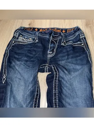 Rock Revival clover Women's Dark Blue Capri crop cropped jeans denim thumbnail 5