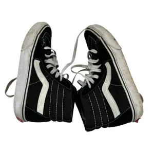 Vans Sk8-Hi High Top Sneakers Black White Suede Canvas Women 5.5 Men 4.0 thumbnail 5
