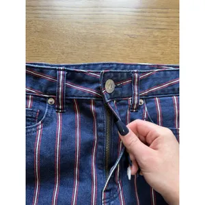 American Eagle Women Size‎ 6 Mid Rise Pinstripe Mini Jean Skirt Super Stretch thumbnail 7