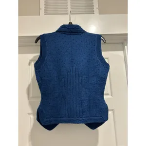 Vintage Alpenblick Blue Cable Knit Shawl Collar Vest Nautical Academia Game Day thumbnail 4