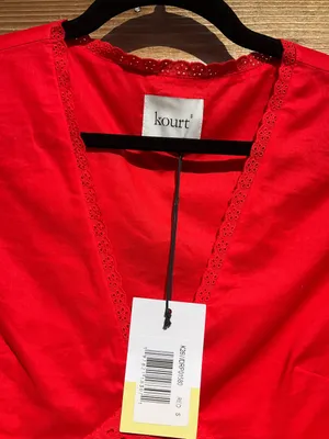 Kourt Red Size S Tatiana Cotton V Neck Mini Dress Few Moda thumbnail 8