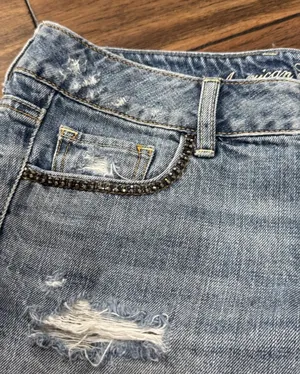 American Eagle Outfitters Vintage Embellished Distressed Denim Shorts thumbnail 2