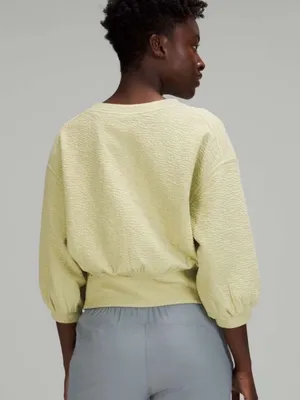 Lululemon Textured Crewneck Pullover Cropped 3/4 Sleeve Sweatshirt Dew Green 4 thumbnail 2