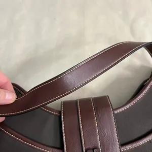 🤎 Etienne Aigner Brown Leather & Canvas Shoulder Bag | Classic Buckle Hobo thumbnail 12