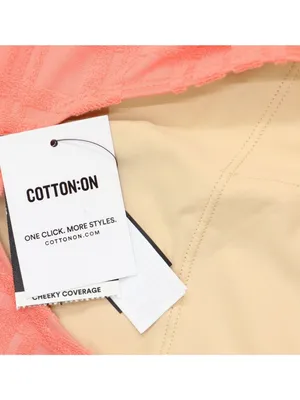 NWT Cotton On Thin-Strap Low-Scoop One Piece Swimsuit Pink Terry Jacquard M thumbnail 7